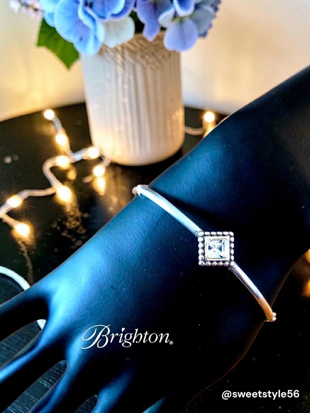 BRIGHTON "Twinkle Trio" Silver And Crystal Bangle Bracelet SWEET AND SPARKLY!